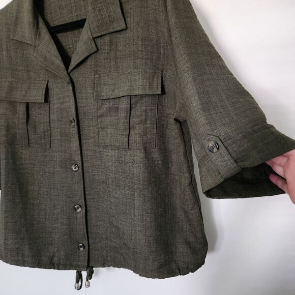 Love Maven Womens Button Front 3/4 Sleeve Drawstring Bottom Hem Top Size Large - Picture 4 of 6